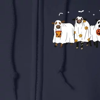 Funny Ghost Cows Halloween Cute Outfit Adults Full Zip Hoodie