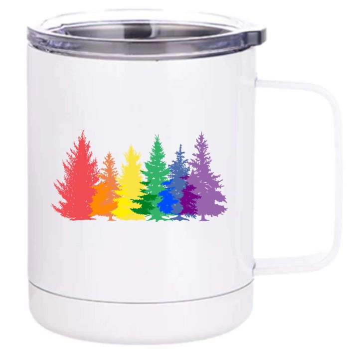 Funny Gay Christmas Tree Rainbow Lgbt Pride Meaningful Gift Front & Back 12oz Stainless Steel Tumbler Cup