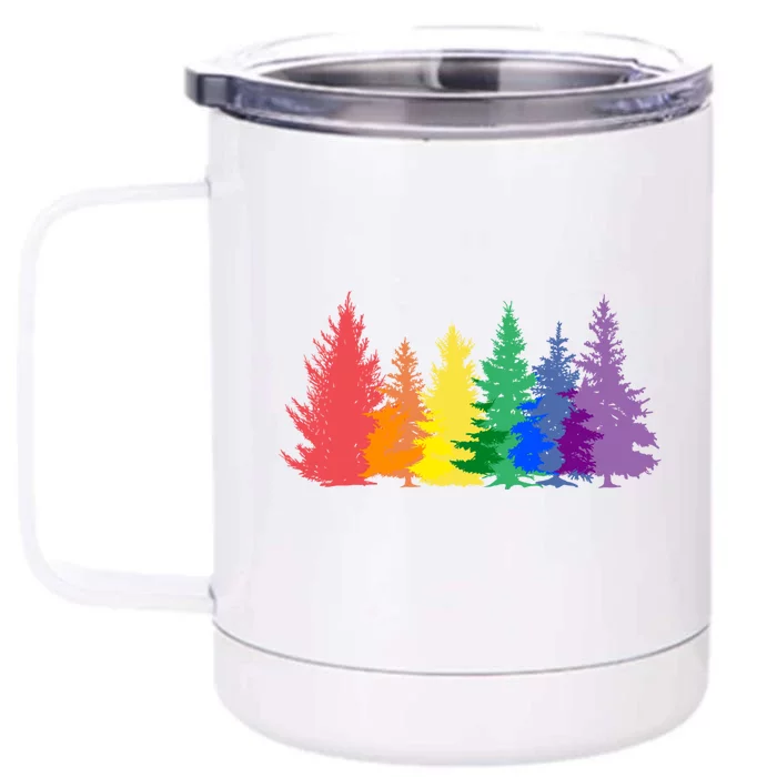 Funny Gay Christmas Tree Rainbow Lgbt Pride Meaningful Gift Front & Back 12oz Stainless Steel Tumbler Cup