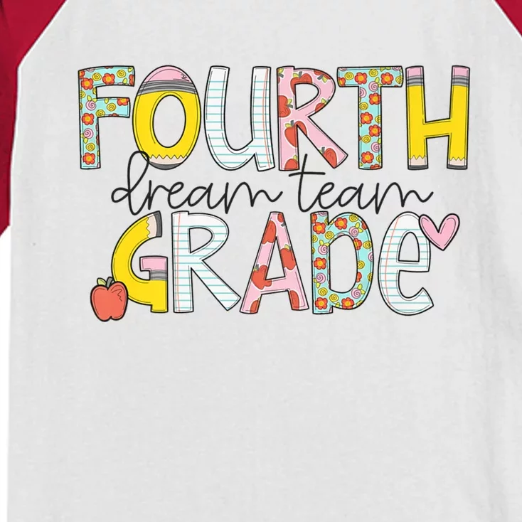 Fourth Grade Dream Team Back To School 4th Grade Teacher Kids Colorblock Raglan Jersey