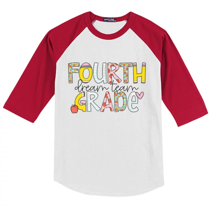 Fourth Grade Dream Team Back To School 4th Grade Teacher Kids Colorblock Raglan Jersey