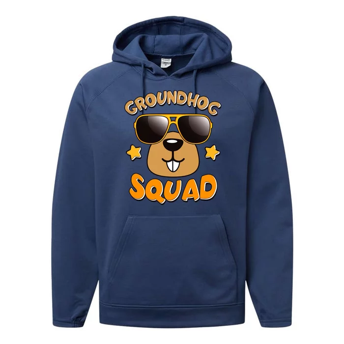 Funny Groundhog Day Squad Performance Fleece Hoodie