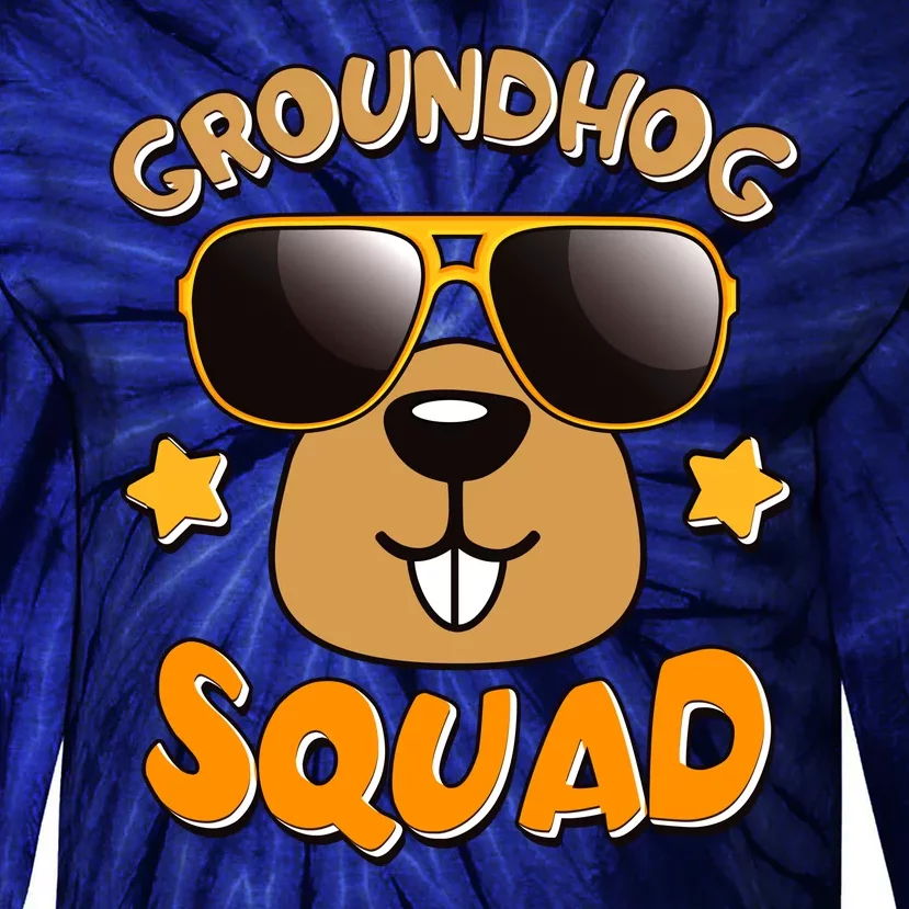 Funny Groundhog Day Squad Tie-Dye Long Sleeve Shirt