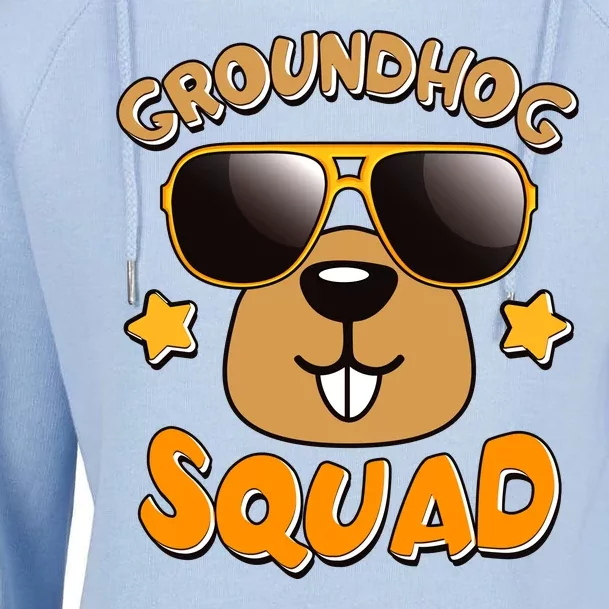 Funny Groundhog Day Squad Womens Funnel Neck Pullover Hood