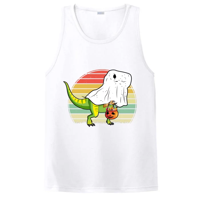 Funny Ghost Dinosaur Halloween Graphic Performance Tank