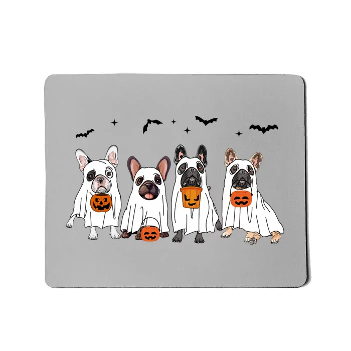 Frenchie Ghost Dog Costume Funny French Bulldog Halloween Mousepad