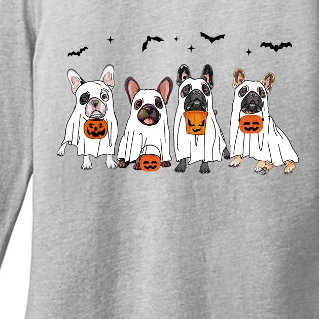 Frenchie Ghost Dog Costume Funny French Bulldog Halloween Womens CVC Long Sleeve Shirt