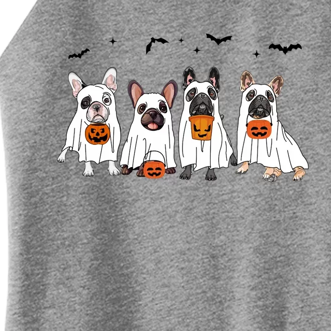 Frenchie Ghost Dog Costume Funny French Bulldog Halloween Women’s Perfect Tri Rocker Tank