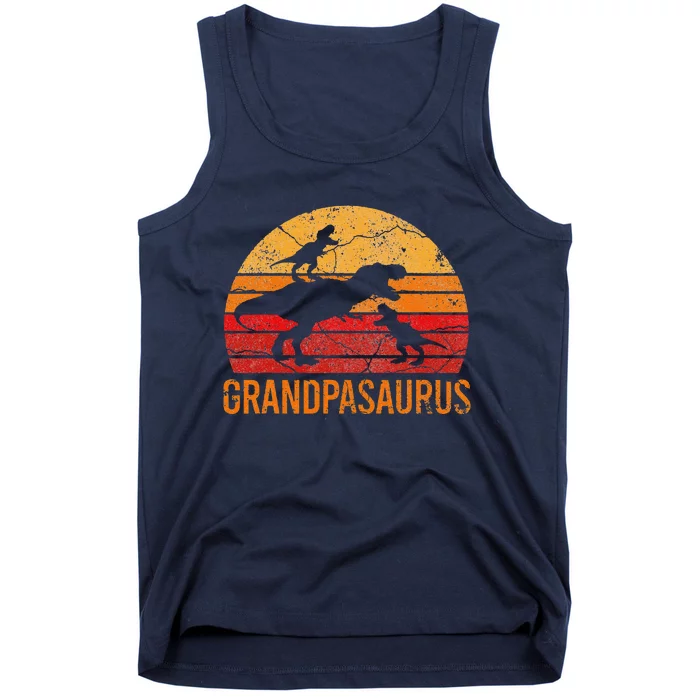 Funny Grandpa Dinosaur Daddy Gift 2 Two Grandpasaurus Tank Top