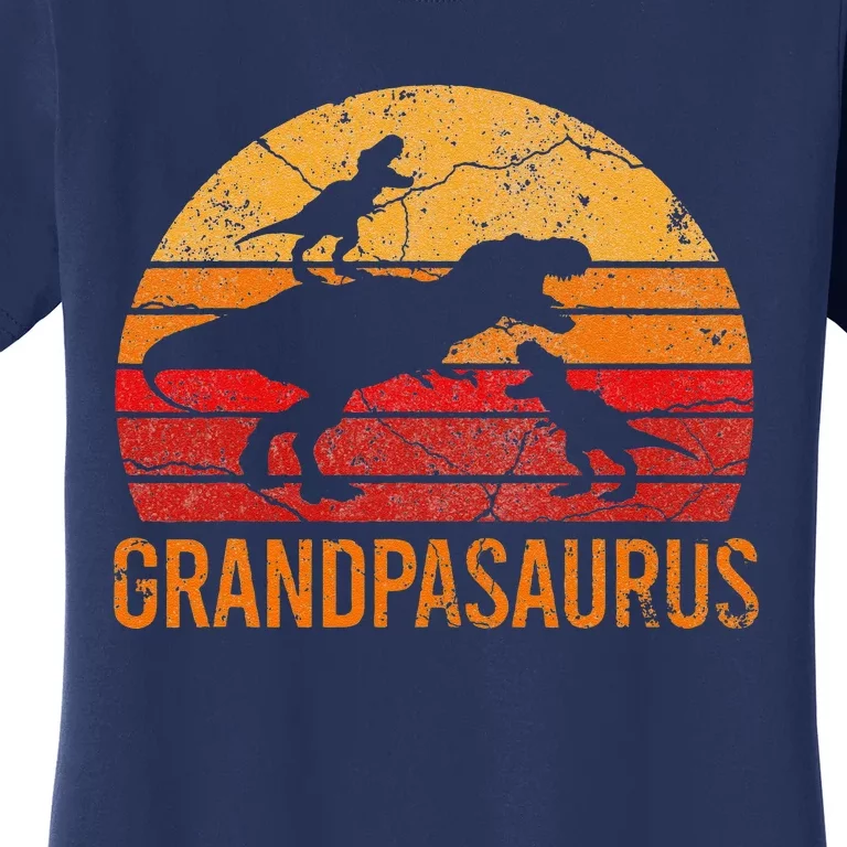 Funny Grandpa Dinosaur Daddy Gift 2 Two Grandpasaurus Women's T-Shirt