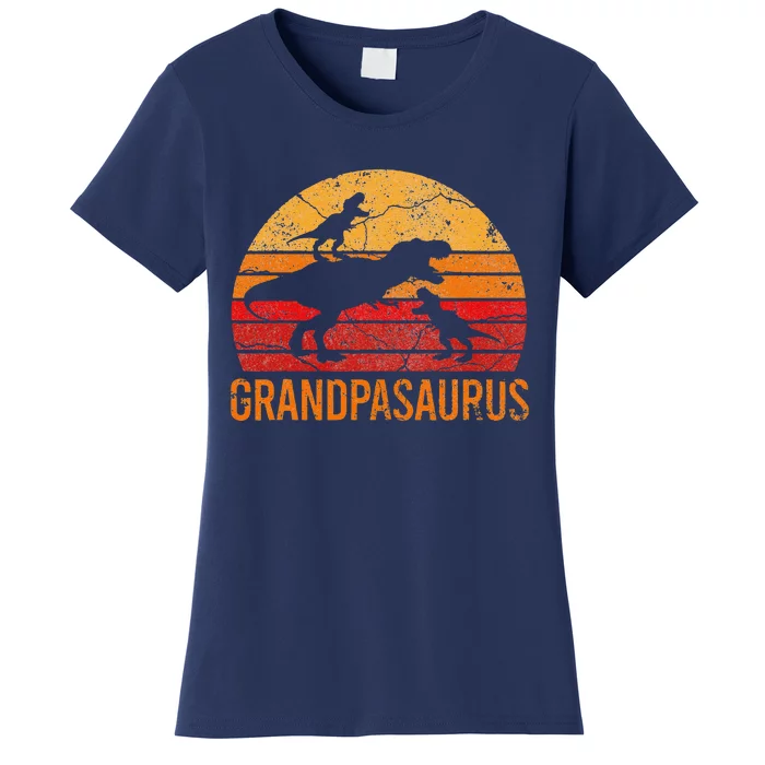 Funny Grandpa Dinosaur Daddy Gift 2 Two Grandpasaurus Women's T-Shirt