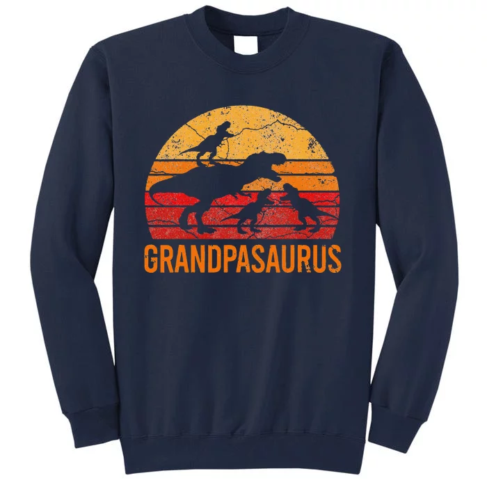 Funny Grandpa Dinosaur Daddy Gift 3 Three Grandpasaurus Tall Sweatshirt