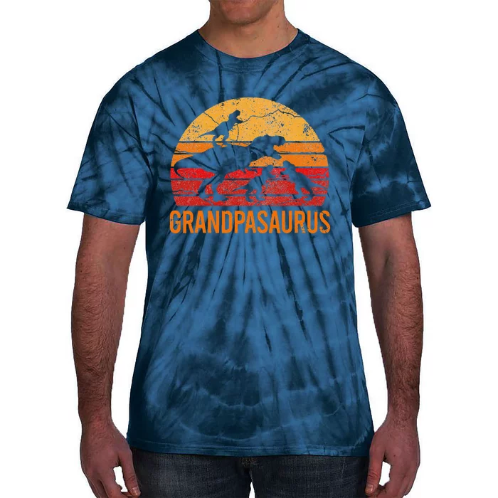 Funny Grandpa Dinosaur Daddy Gift 3 Three Grandpasaurus Tie-Dye T-Shirt