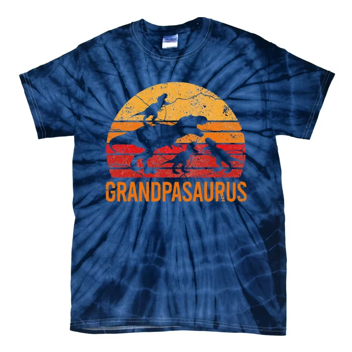 Funny Grandpa Dinosaur Daddy Gift 3 Three Grandpasaurus Tie-Dye T-Shirt