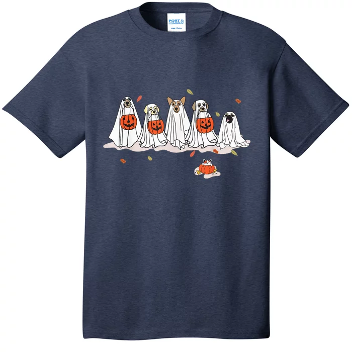 Funny Ghost Dogs Dressed As Ghosts Pumpkins Spooky Halloween T-Shirt