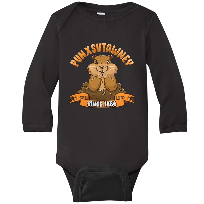 Funny Groundhog Day Phil Cute Ground Hog Punxsutawney Baby Long Sleeve Bodysuit