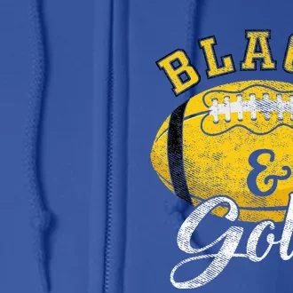 Football Game Day Black And Gold Costume For Football Lover Full Zip Hoodie