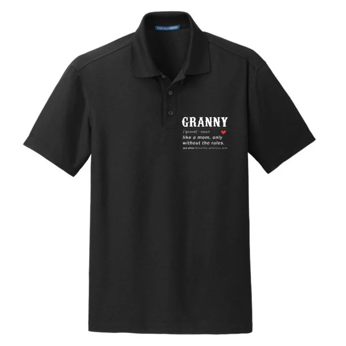 Funny Granny Defination Dry Zone Grid Performance Polo