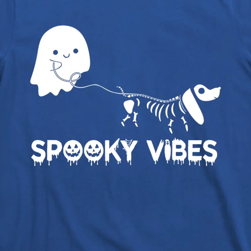 Funny Ghost Dachshund Skeleton Spooky Vibes Dog Halloween Gift T-Shirt