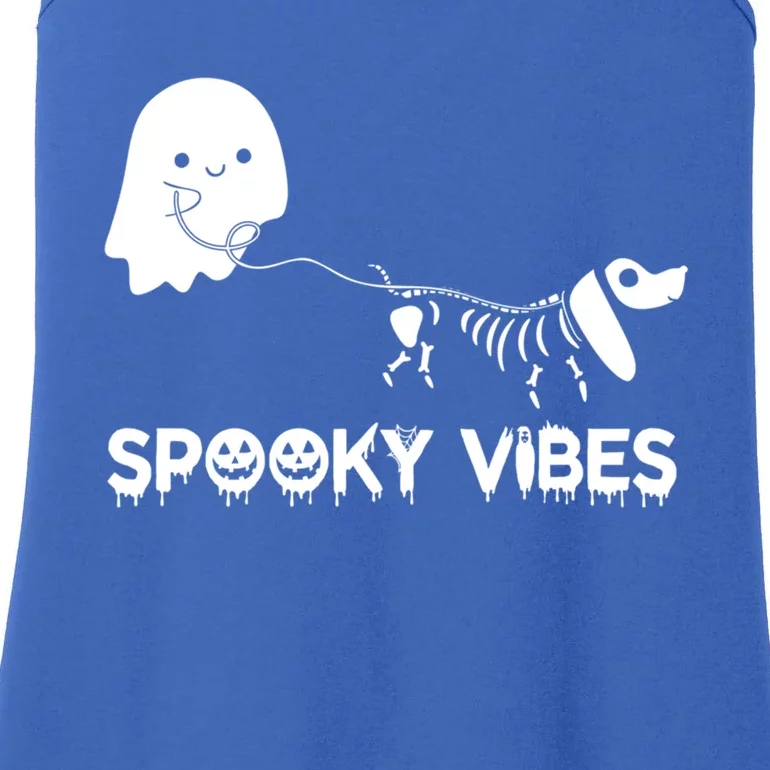 Funny Ghost Dachshund Skeleton Spooky Vibes Dog Halloween Gift Ladies Essential Tank