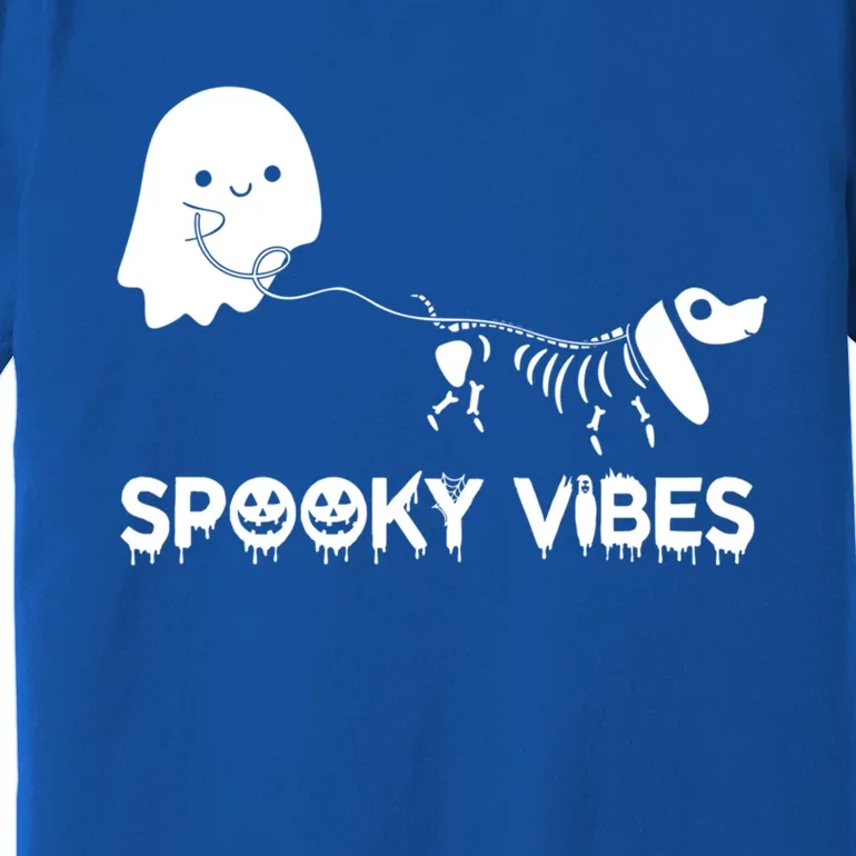 Funny Ghost Dachshund Skeleton Spooky Vibes Dog Halloween Gift Premium T-Shirt