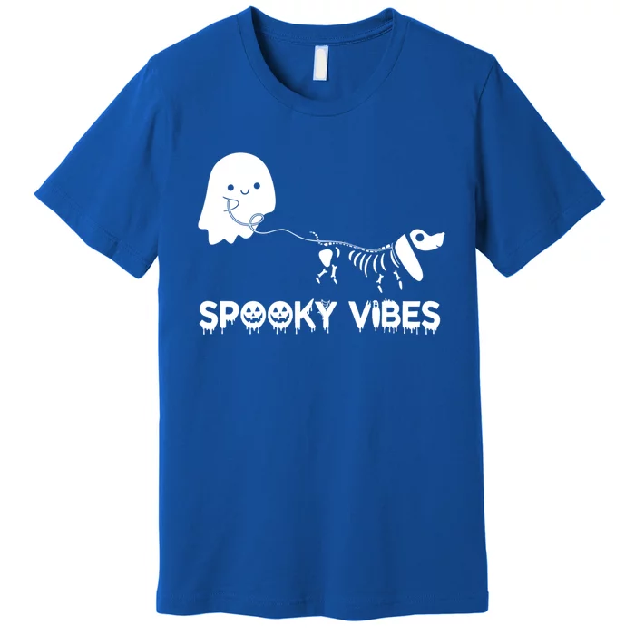 Funny Ghost Dachshund Skeleton Spooky Vibes Dog Halloween Gift Premium T-Shirt