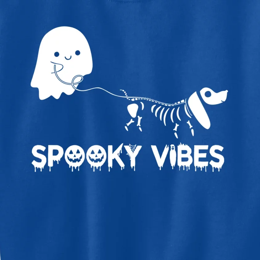 Funny Ghost Dachshund Skeleton Spooky Vibes Dog Halloween Gift Kids Sweatshirt