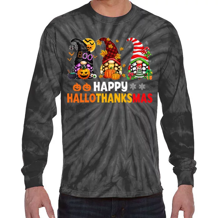 Festive Gnome Decorations for the Holiday Season Tie-Dye Long Sleeve Shirt