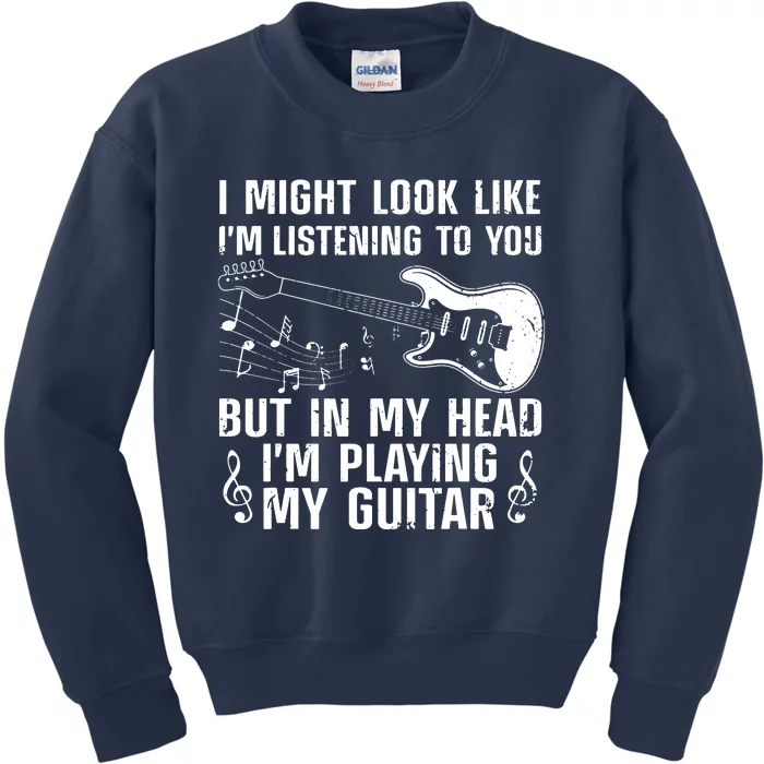 Funny Guitar Design For Men Women Guitarist Guitar Player Kids Sweatshirt