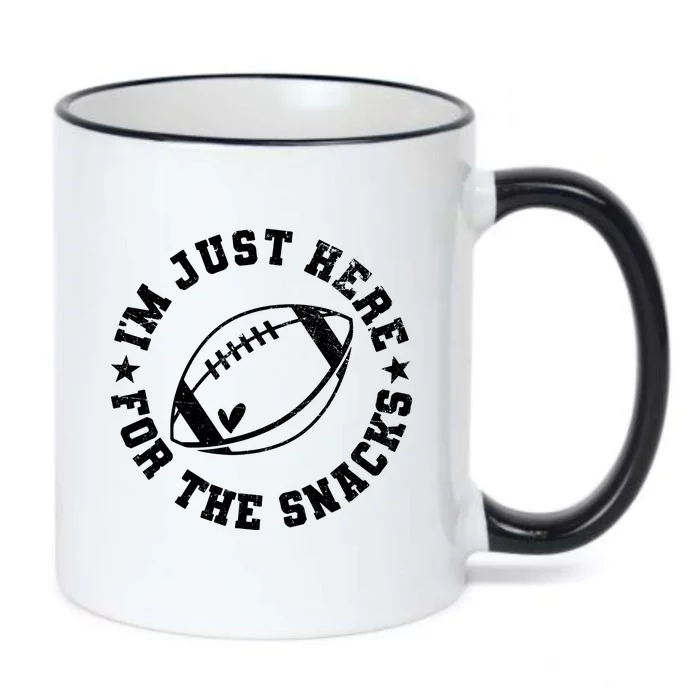 Football Game Day Im Just Here For The Snacks Black Color Changing Mug