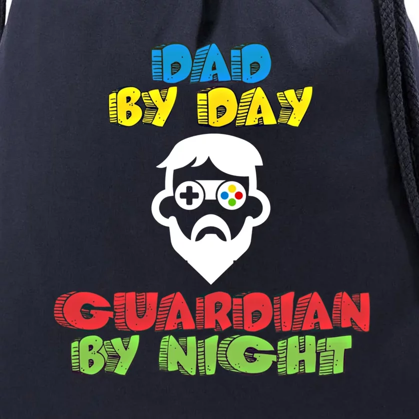 Funny Gamer Dad By Day Guardian By Night Gift Drawstring Bag