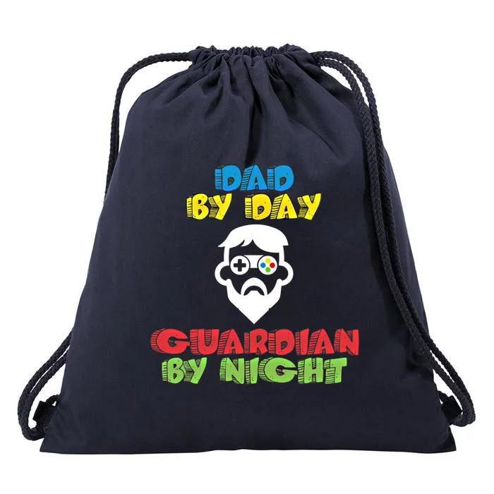 Funny Gamer Dad By Day Guardian By Night Gift Drawstring Bag