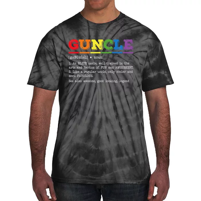 Funny Guncle Definition Proud Gay Uncle LGBTQ Pride Rainbow Tie-Dye T-Shirt