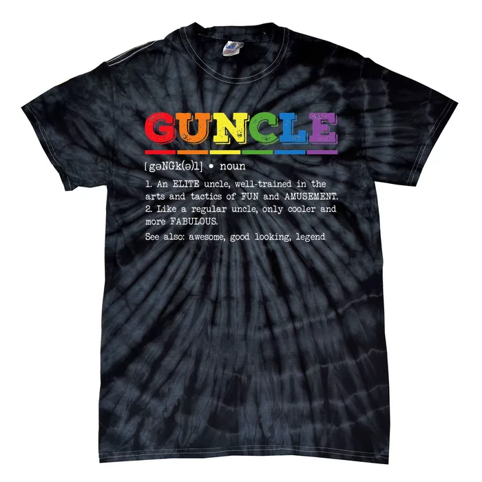 Funny Guncle Definition Proud Gay Uncle LGBTQ Pride Rainbow Tie-Dye T-Shirt