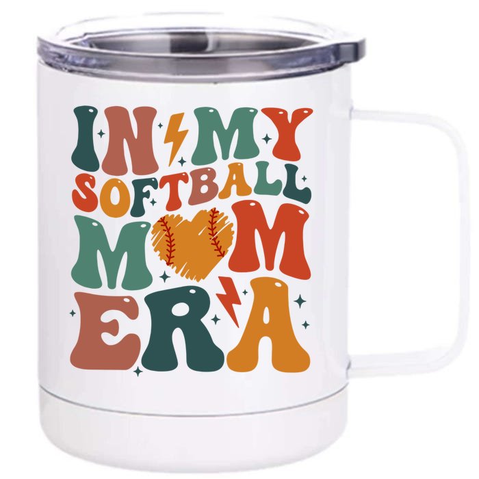 Funny Game Day Softball Lover Retro In My Softball Mom Era Gift Front & Back 12oz Stainless Steel Tumbler Cup