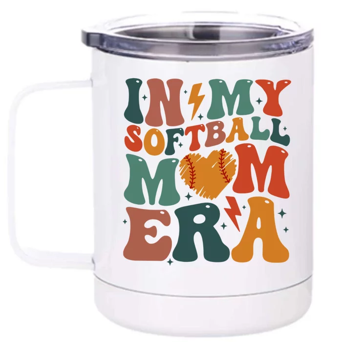 Funny Game Day Softball Lover Retro In My Softball Mom Era Gift Front & Back 12oz Stainless Steel Tumbler Cup