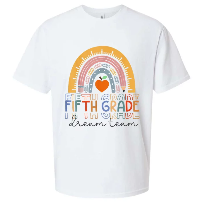 Fifth Grade Dream Team Rainbow Welcome Back To School Sueded Cloud Jersey T-Shirt