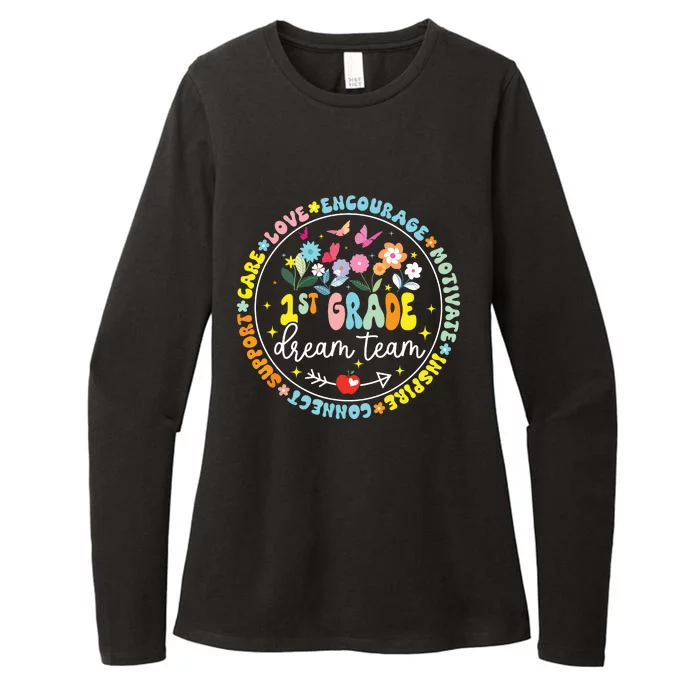 First Grade Dream Team Back To School Teacher Flower Womens CVC Long Sleeve Shirt