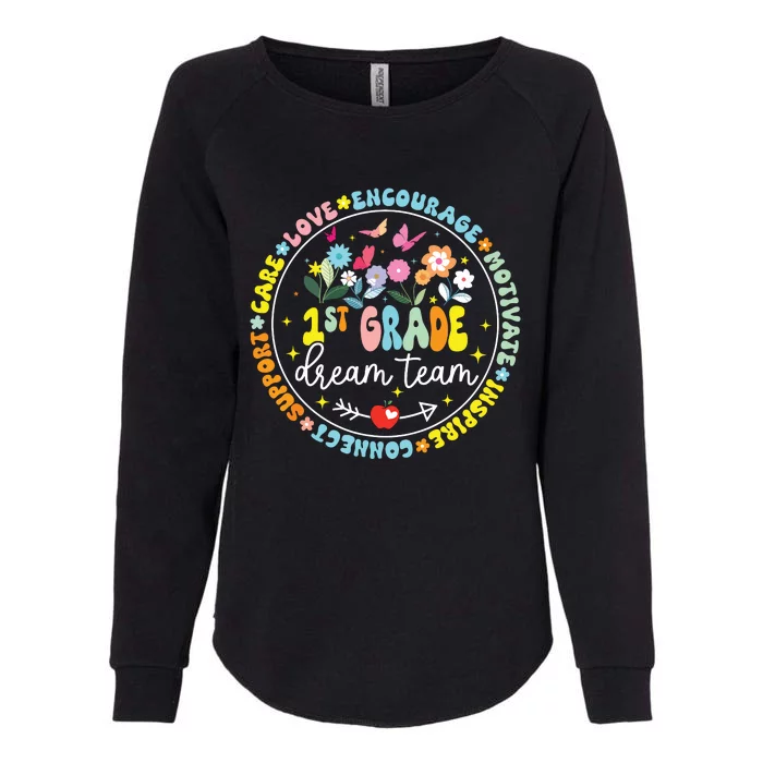 First Grade Dream Team Back To School Teacher Flower Womens California Wash Sweatshirt