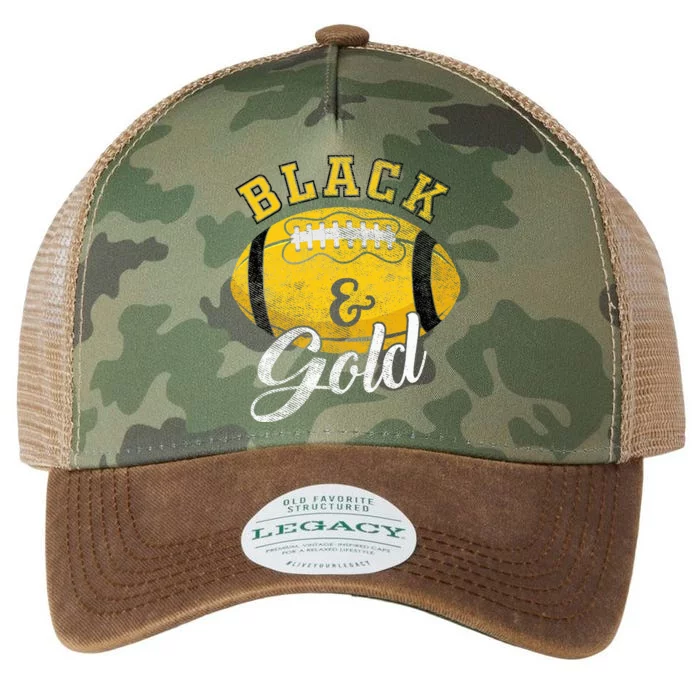 Football Game Day Black And Gold Costume For Football Lover Legacy Tie Dye Trucker Hat