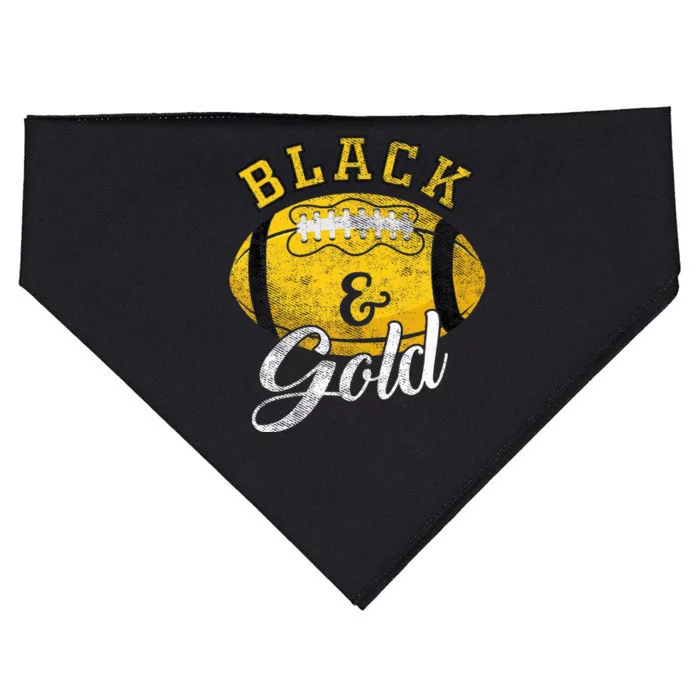 Football Game Day Black And Gold Costume For Football Lover USA-Made Doggie Bandana