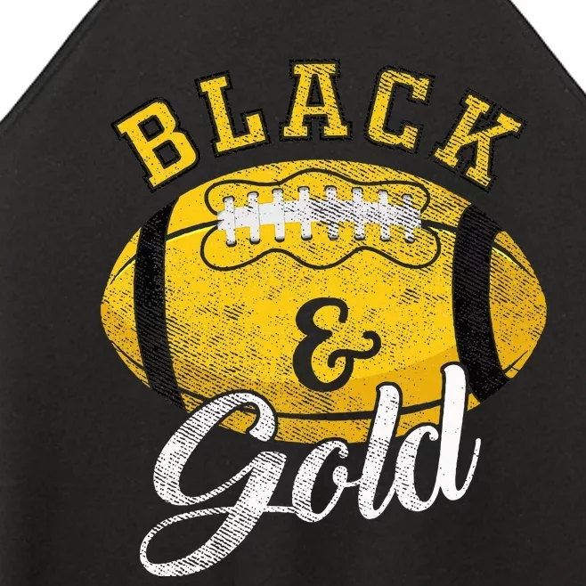 Football Game Day Black And Gold Costume For Football Lover Women’s Perfect Tri Rocker Tank