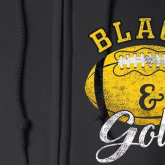 Football Game Day Black And Gold Costume For Football Lover Full Zip Hoodie