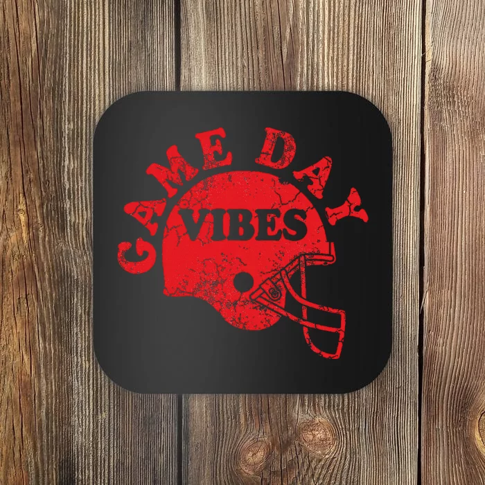 Football Game Day Vibes Red Helmet Coaster