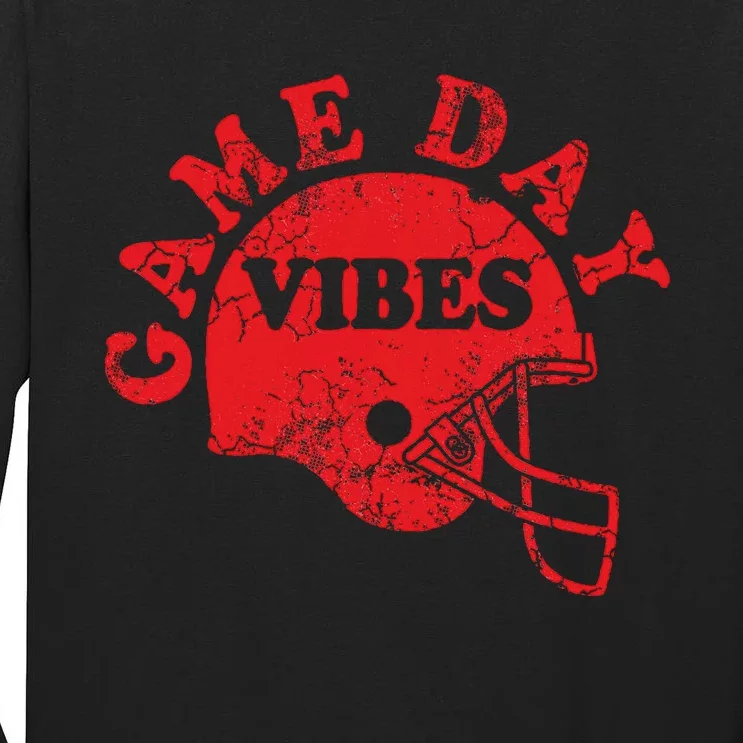 Football Game Day Vibes Red Helmet Tall Long Sleeve T-Shirt