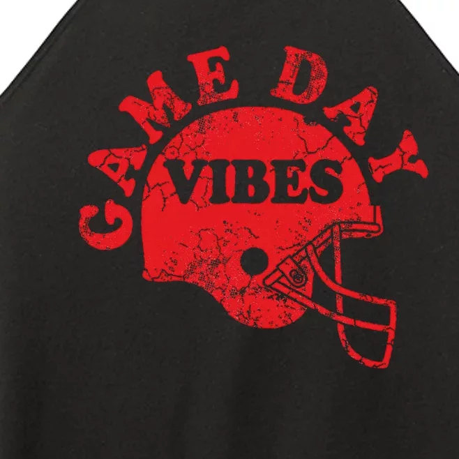 Football Game Day Vibes Red Helmet Women’s Perfect Tri Rocker Tank