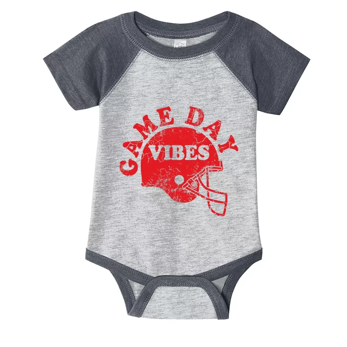 Football Game Day Vibes Red Helmet Infant Baby Jersey Bodysuit