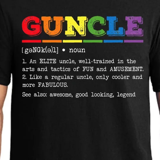 Funny Guncle Definition Proud Gay Uncle LGBTQ Pride Rainbow Pajama Set