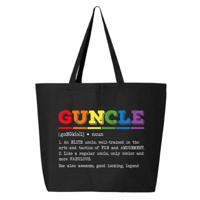 Funny Guncle Definition Proud Gay Uncle LGBTQ Pride Rainbow 25L Jumbo Tote