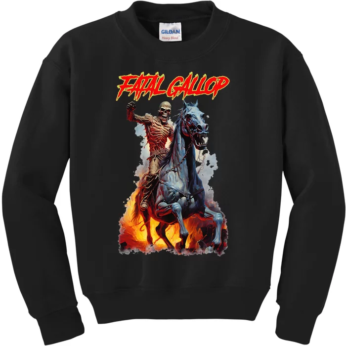 Fatal Gallop Diabolic Fear Black Horror Evil Monster Terror Kids Sweatshirt